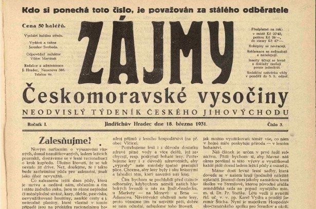 Zájmy Česko-moravské vysočiny – č.3 – 18. března 1931